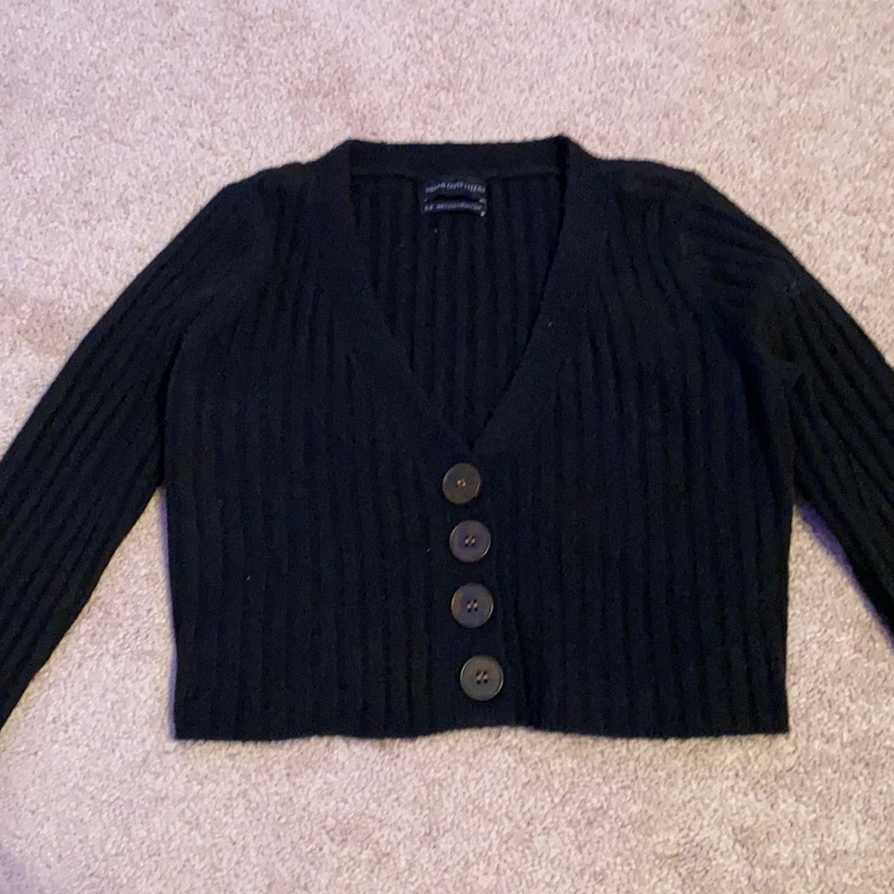 Long sleeve, button up crop top sweater